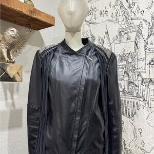 Scully Black Leather Fringe Motorcycle Jacket
